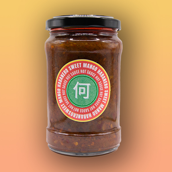 A jar of Mama Ho's Mango Chutney Hot Sauce